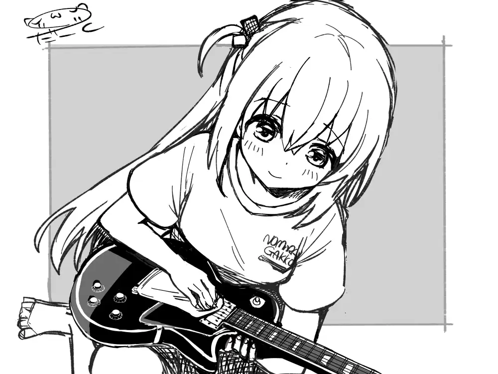 『ぼっち・ざ・ろっく!』より後藤ひとり。ギターの清掃をしている